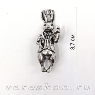 Объёмная фигурка «Белый кролик», металл