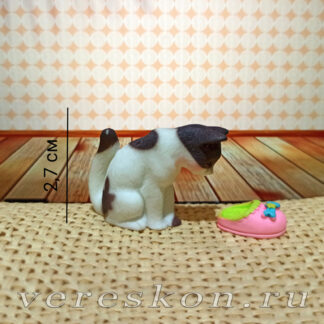 Кошка смотрит вниз, чёрно-белая