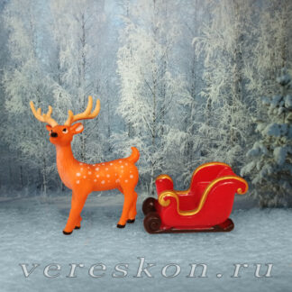 Олень, сани