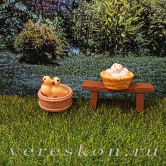 Утята в ушате, корзина с яйцами